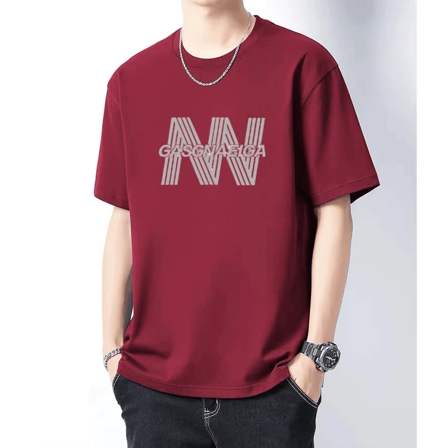 【HPB】2025夏季新款时尚百搭简约T恤男士港风圆领休闲宽松半袖秀禾