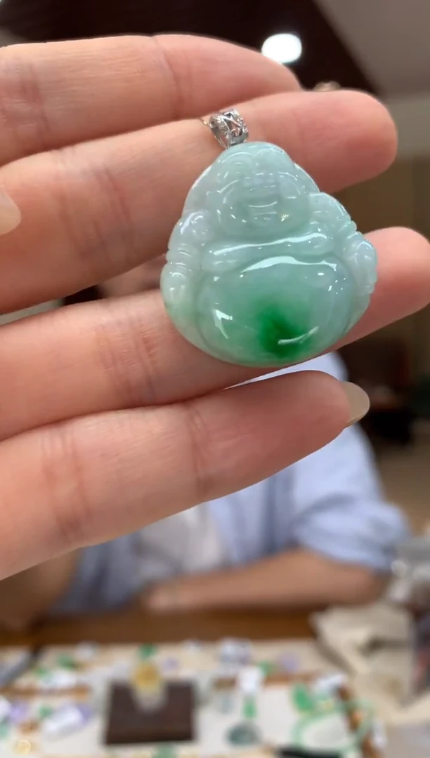 吊坠(不含链)18K金镶嵌翡翠佛公