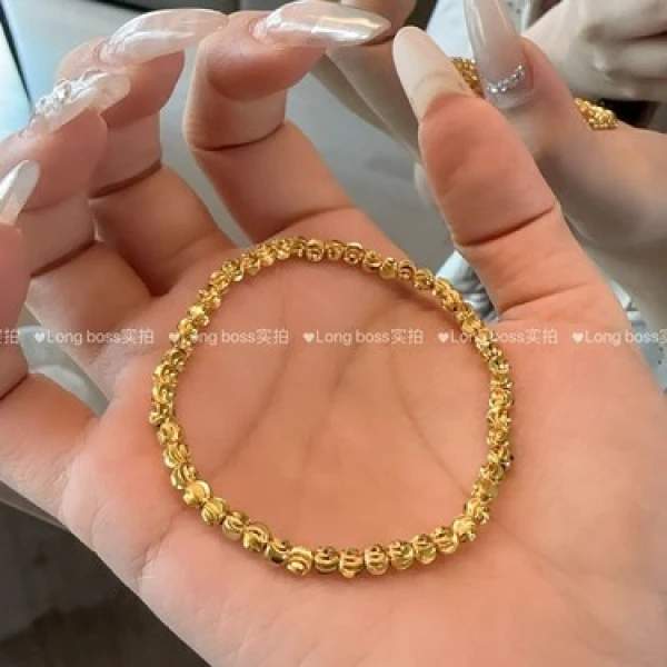 合金手链 合金手链 法式柿柿如意圆珠子实心立体拉丝手链SL 009