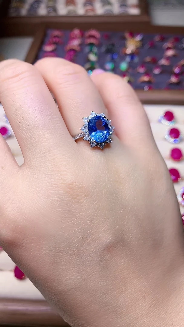 【闪购商品】海蓝宝石戒圈银S925镶嵌000