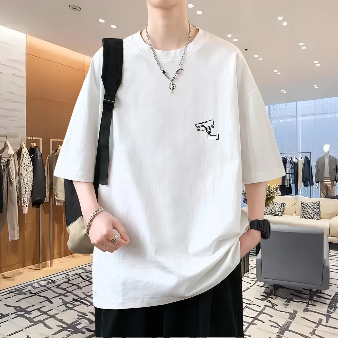 美式痞帅短袖T恤纯棉男士运动休闲百搭夏季ins宽松潮流印花圆领