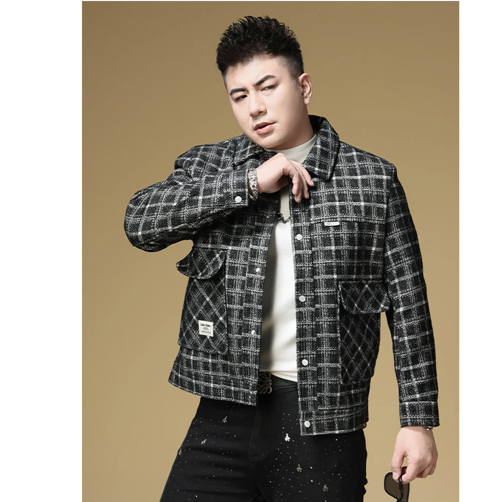 保登皮兹秋季男士提花轻奢休闲外套高端翻领夹克男装短款上衣