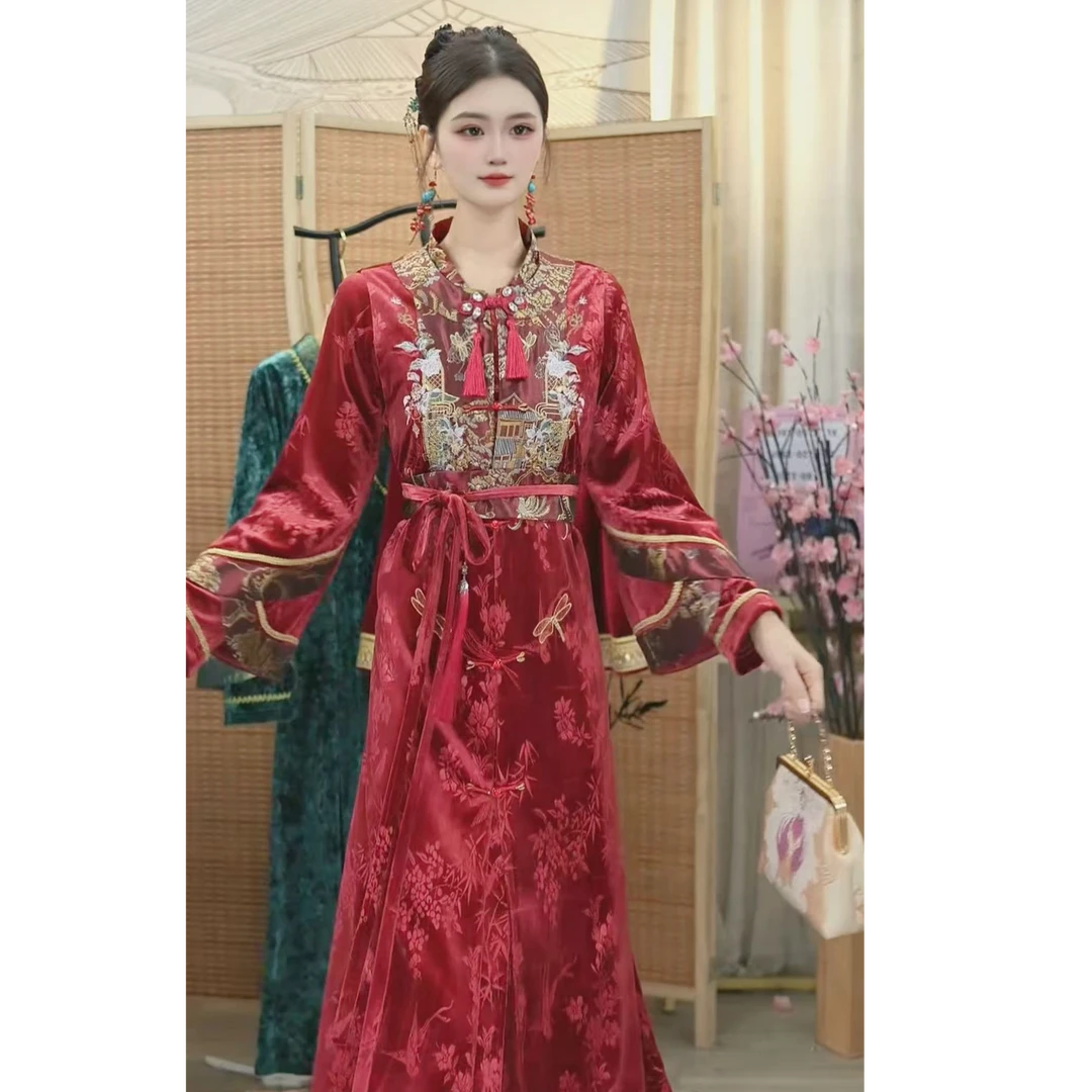 羽唐名2025秋款新款中国风红色复古套装（1872+1873）