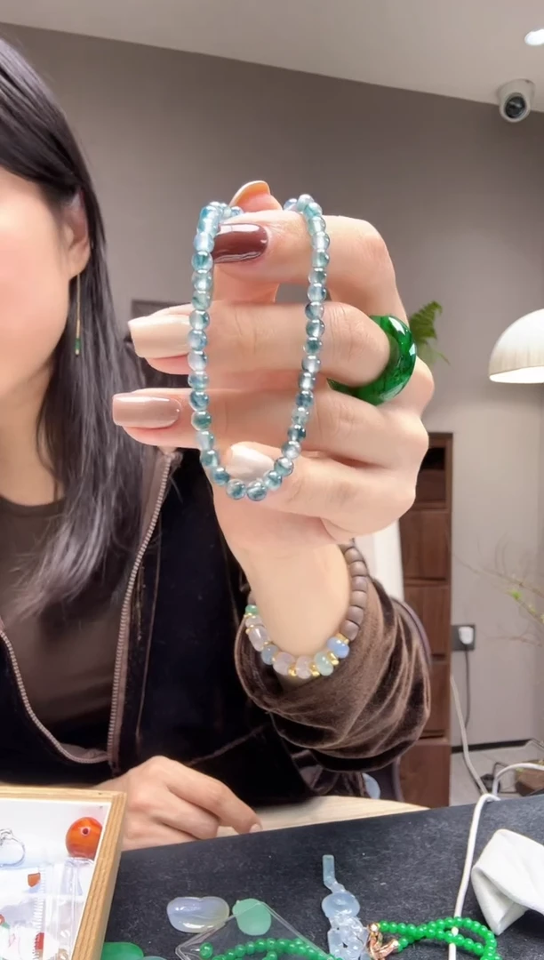 未镶嵌定制翡翠蓝手串7500+750-lm116