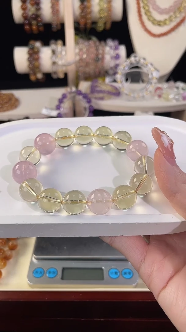 未镶嵌手串水晶粉水+黄水设计款