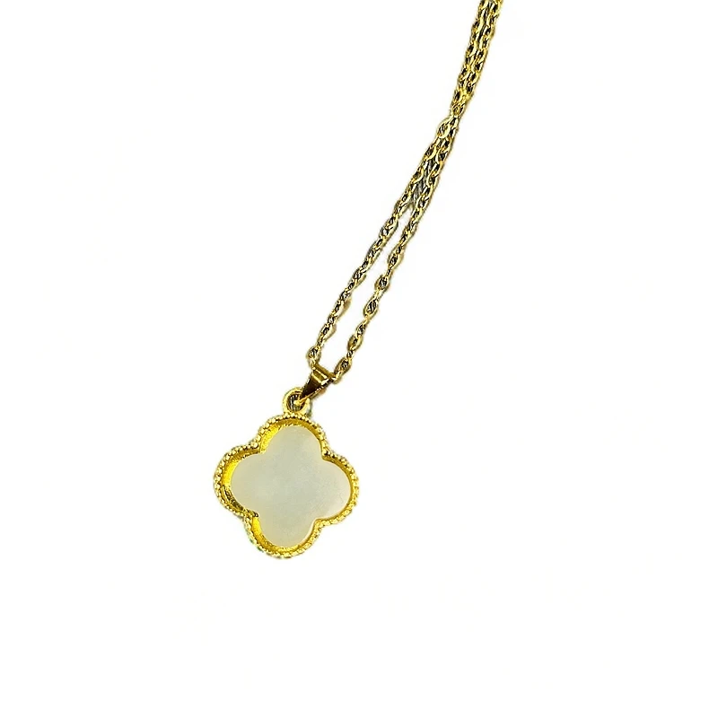 SYC01和田玉四叶草素款镶嵌时尚双面吊坠气质款(多样性发货其一)