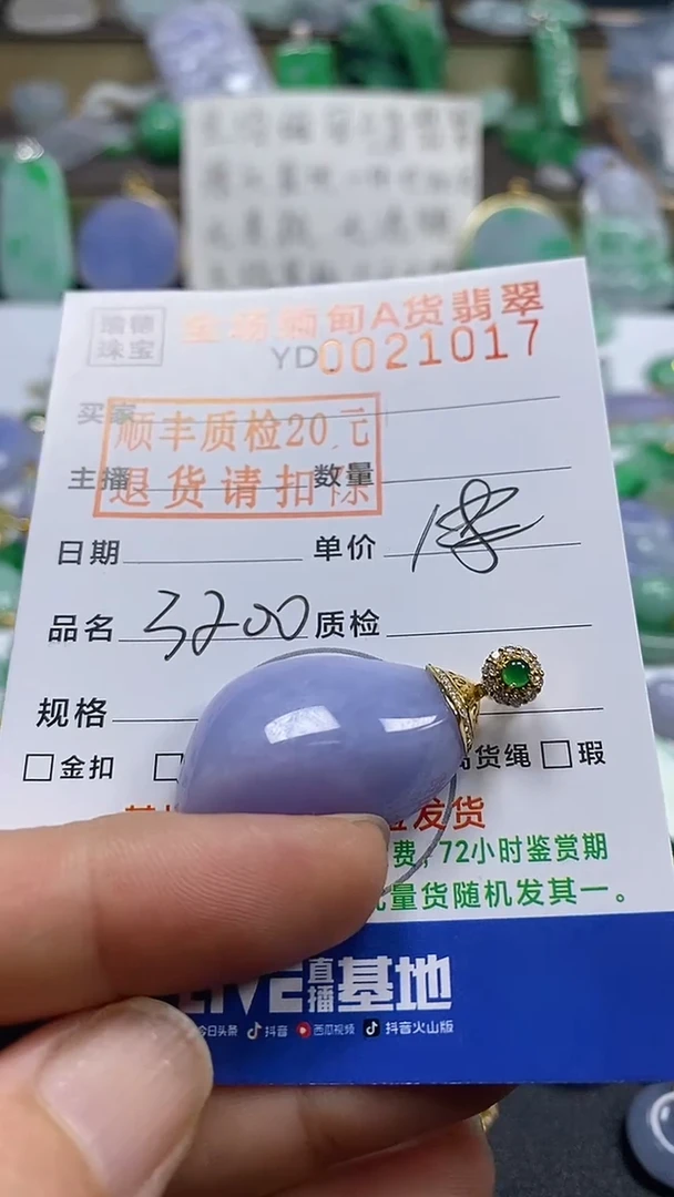 吊坠(不含链)18K金镶嵌翡翠随型