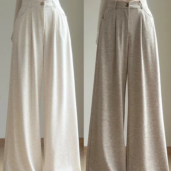 韩版糯米西装裤女秋季2025新款直筒小个子高腰宽松显瘦阔腿休闲裤