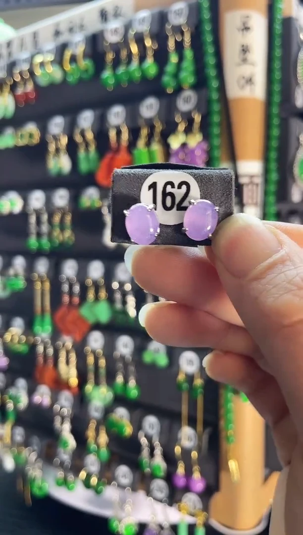 【闪购商品】翡翠耳饰银S925镶嵌老162.