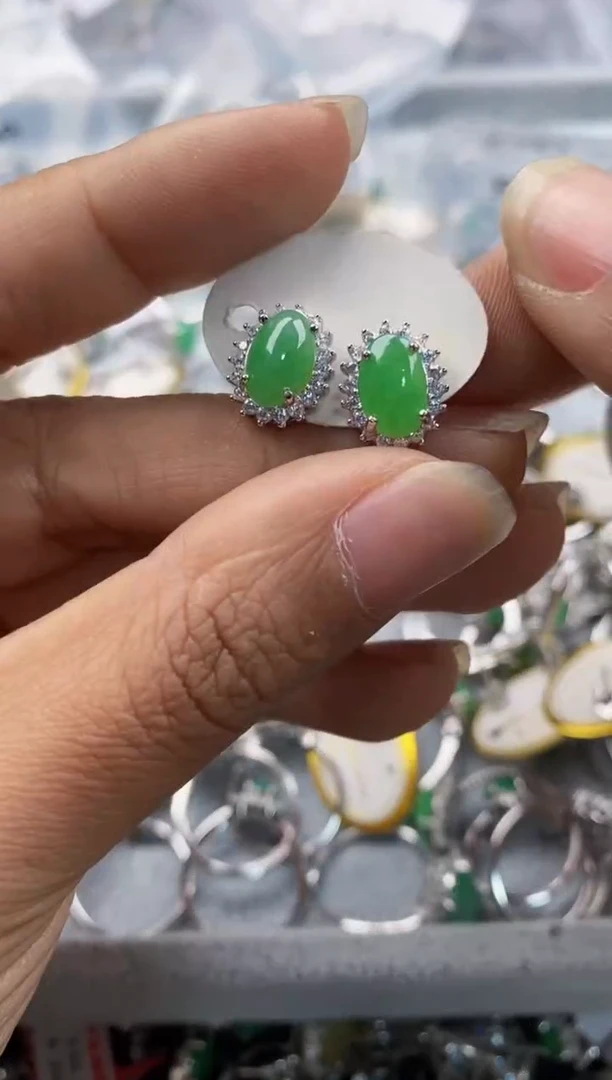 银S925镶嵌戒指翡翠999--7