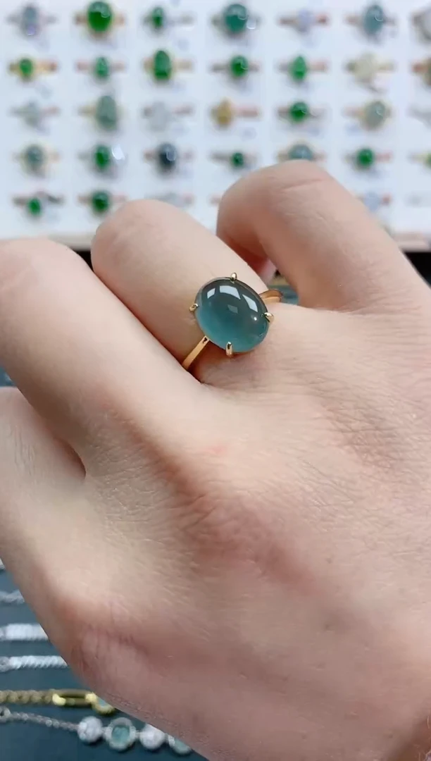 银S925镶嵌戒指翡翠天然翡翠