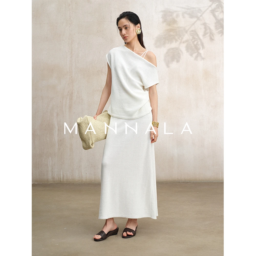 MANNALA丨“绵绵冰”日本和纸纱莱赛尔多穿上衣半裙套装 Q4539