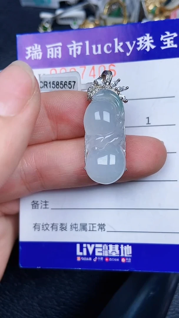 颈饰银S925镶嵌翡翠7406