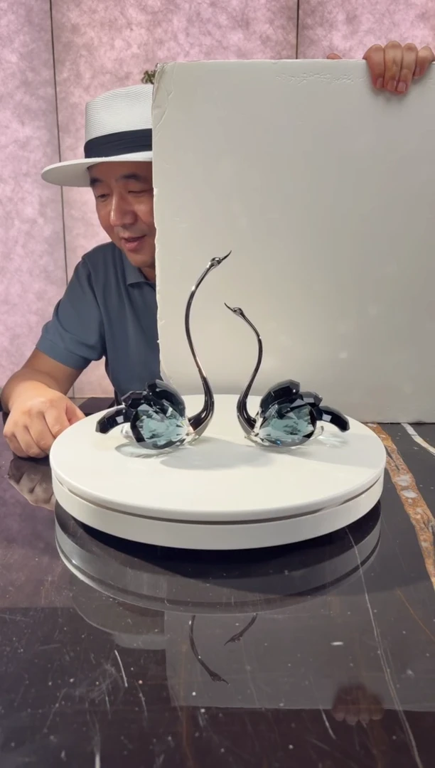 摆件CS0103050墨兰水晶天鹅一对