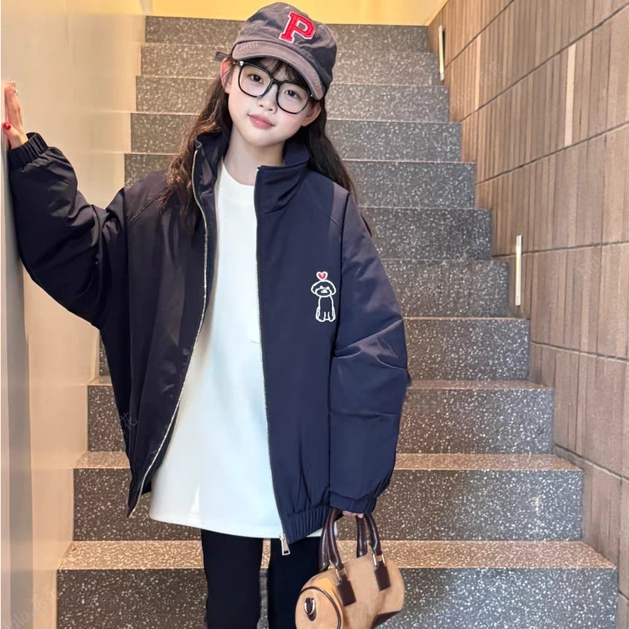 童装大童外套女童秋装夹棉棒球服2025新款儿童百搭休闲韩版韩版潮