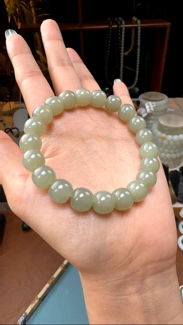 未镶嵌手链和田玉新疆和田玉沙枣青卡10手串
