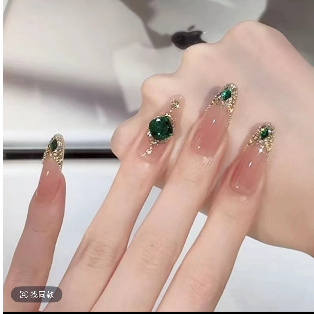 【翡翠扶摇】轻奢美甲手工穿戴甲猫眼显白显高级感