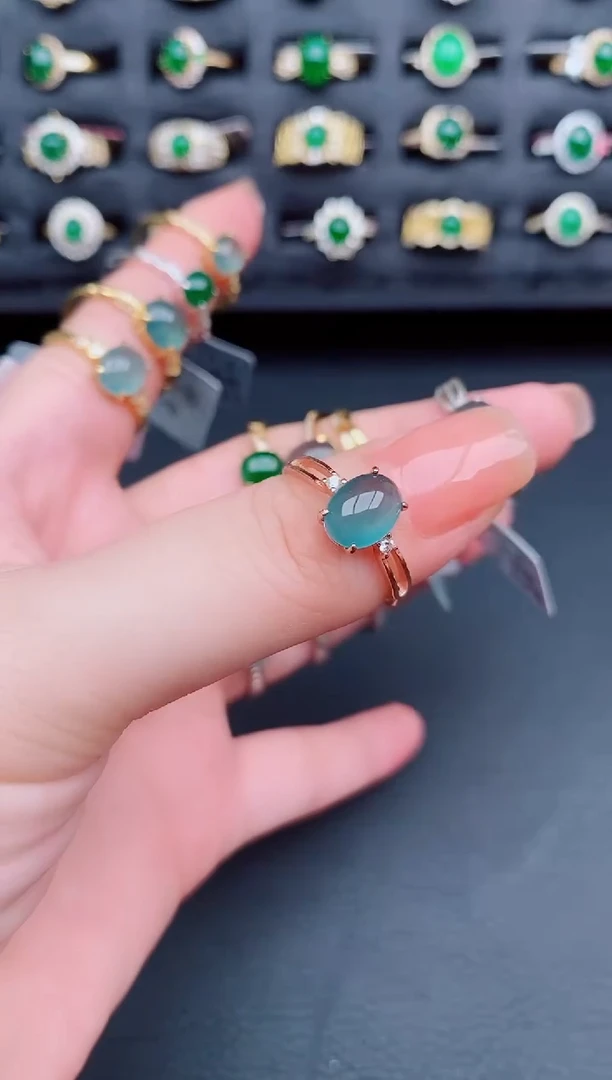 翡翠戒指银S925镶嵌天然a货翡翠9