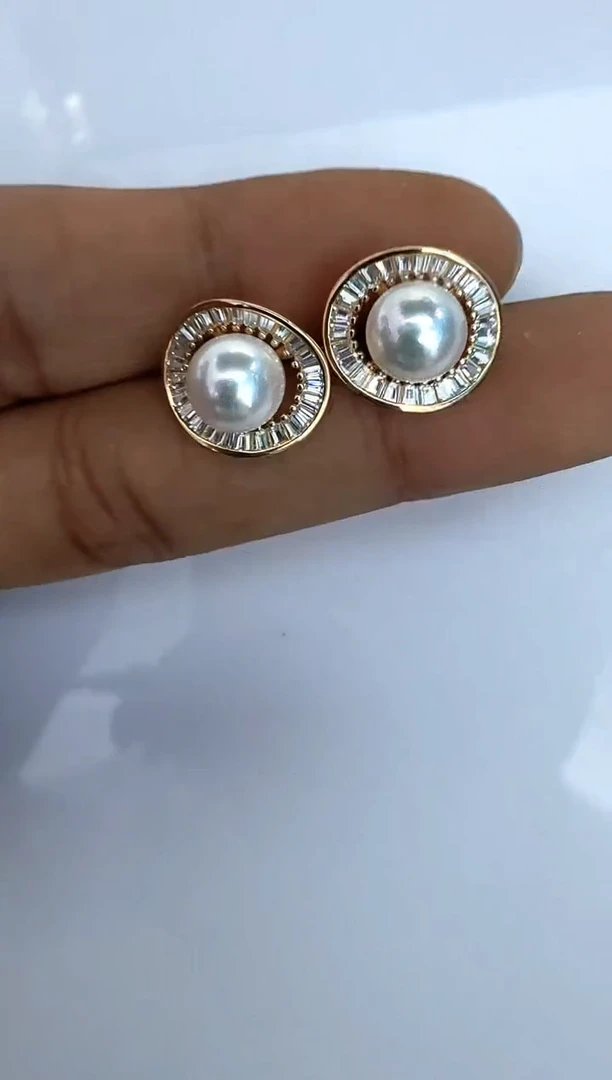 【闪购商品】海水珍珠耳饰银S925镶嵌耳钉