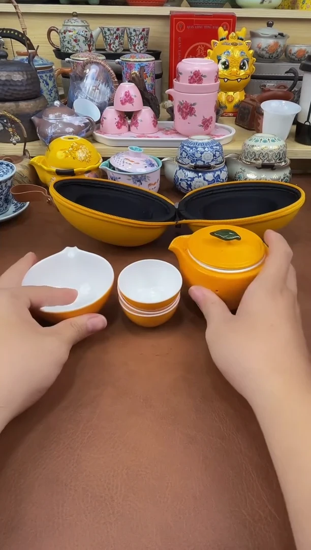 陶瓷茶具摆件旅行套组