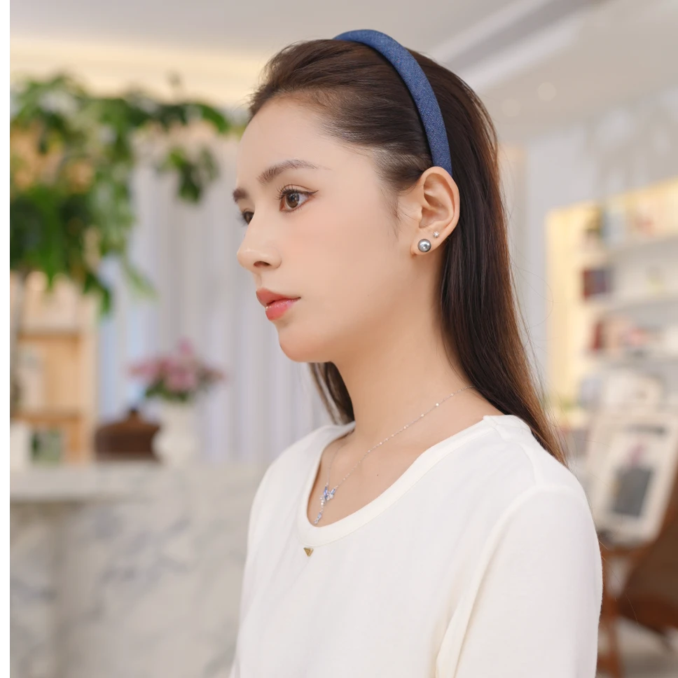 Dokky「遇见蓝山」纯棉布艺.高颅顶宽边海绵发箍LD0116