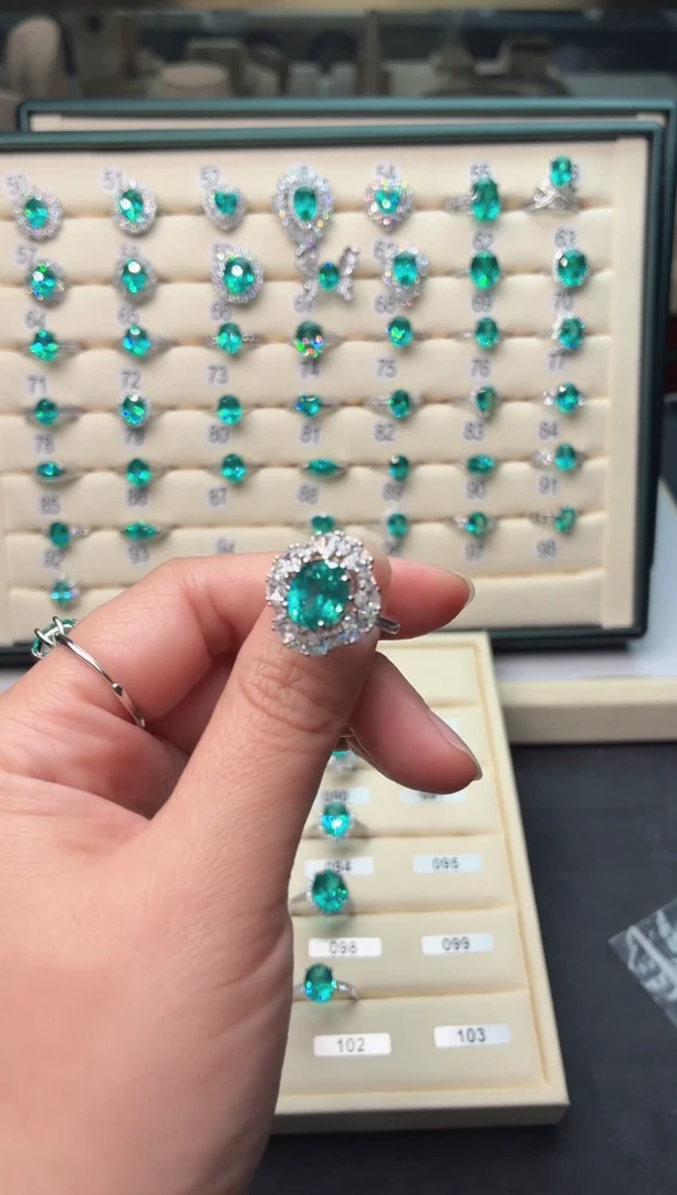 6碧玺（处理）925银 帕拉伊巴霓虹蓝色系列轻奢女神款式