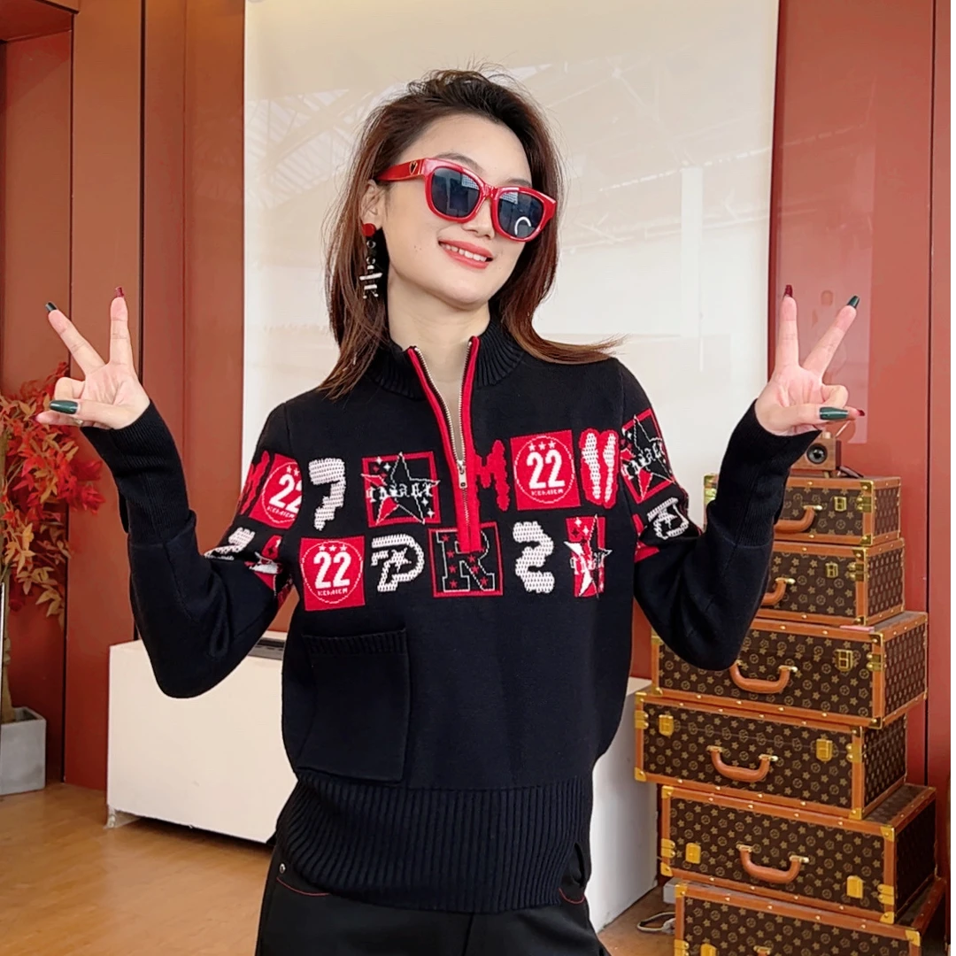 KM80067秋冬时尚毛衣立领套头针织衫