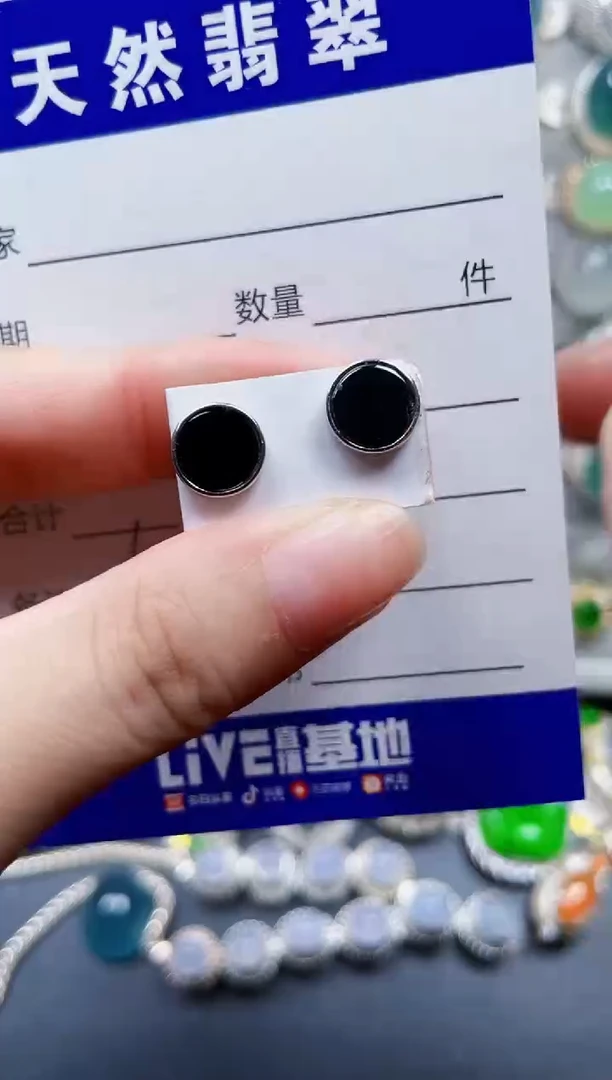 银S925镶嵌翡翠耳饰645