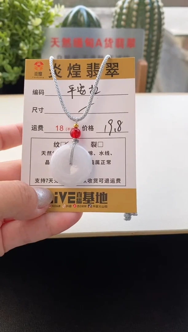 颈饰未镶嵌翡翠平安扣微瑕随机发其一