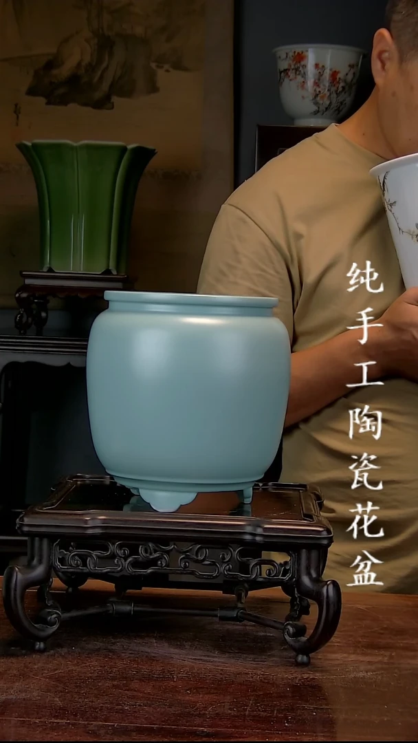 美****训景德镇手工陶瓷花盆