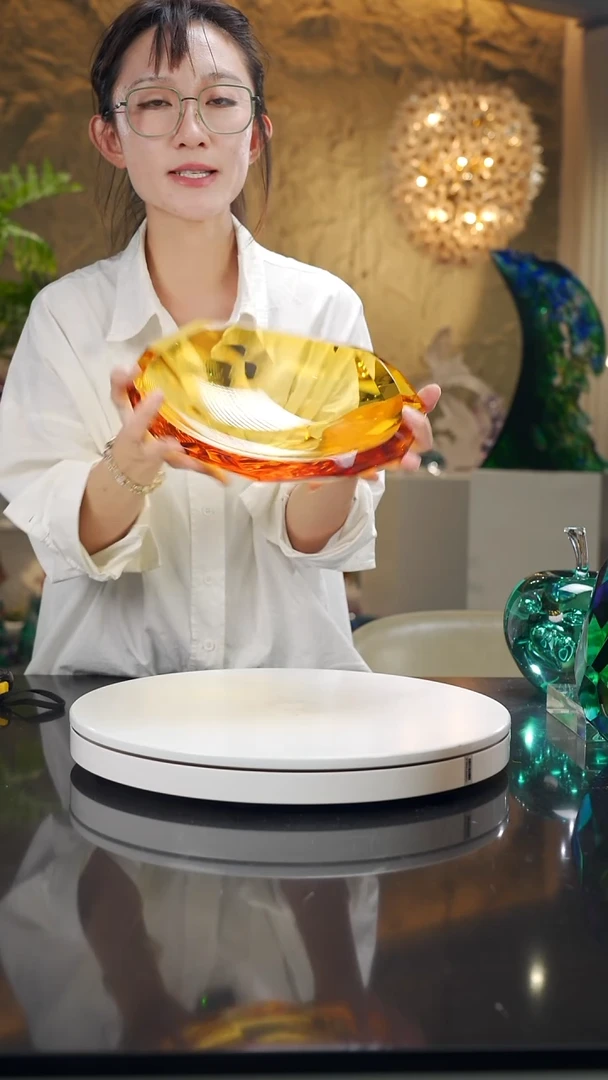 手工艺品琉璃琥珀色切面果盘