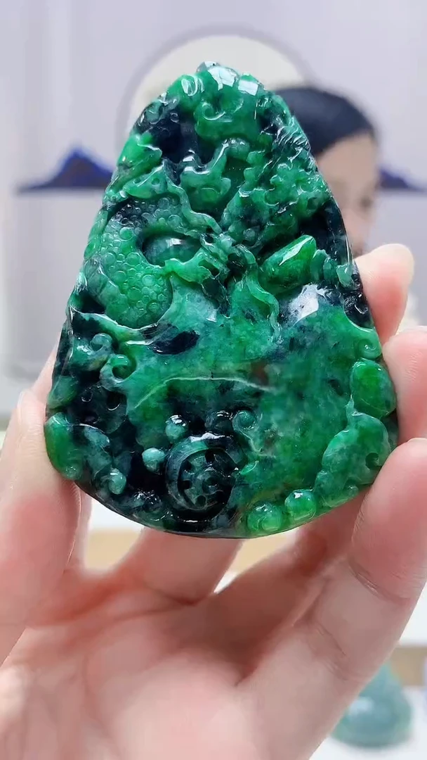 未镶嵌定制翡翠4852zm-毛货挂件龙牌14