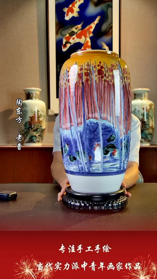 摆件景德镇陶东方艺术作品花瓶摆件瓷板画