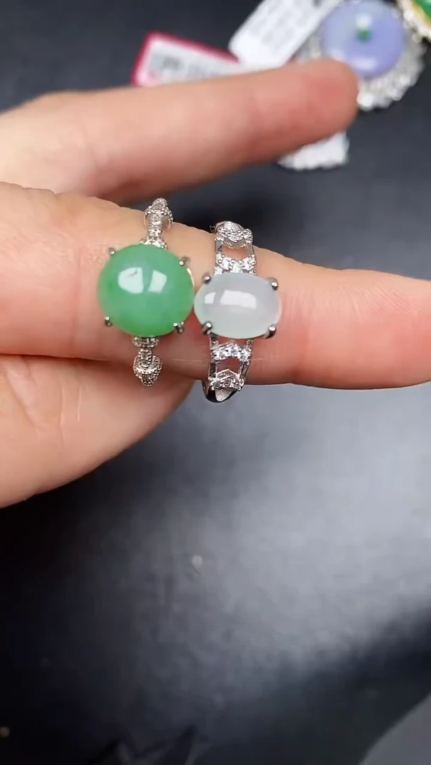 银S925镶嵌戒指翡翠8300