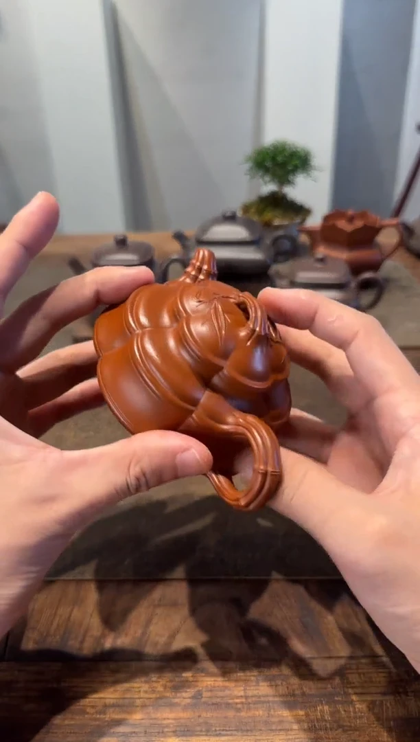 茶壶紫砂阿****）海棠竹鼎扁
