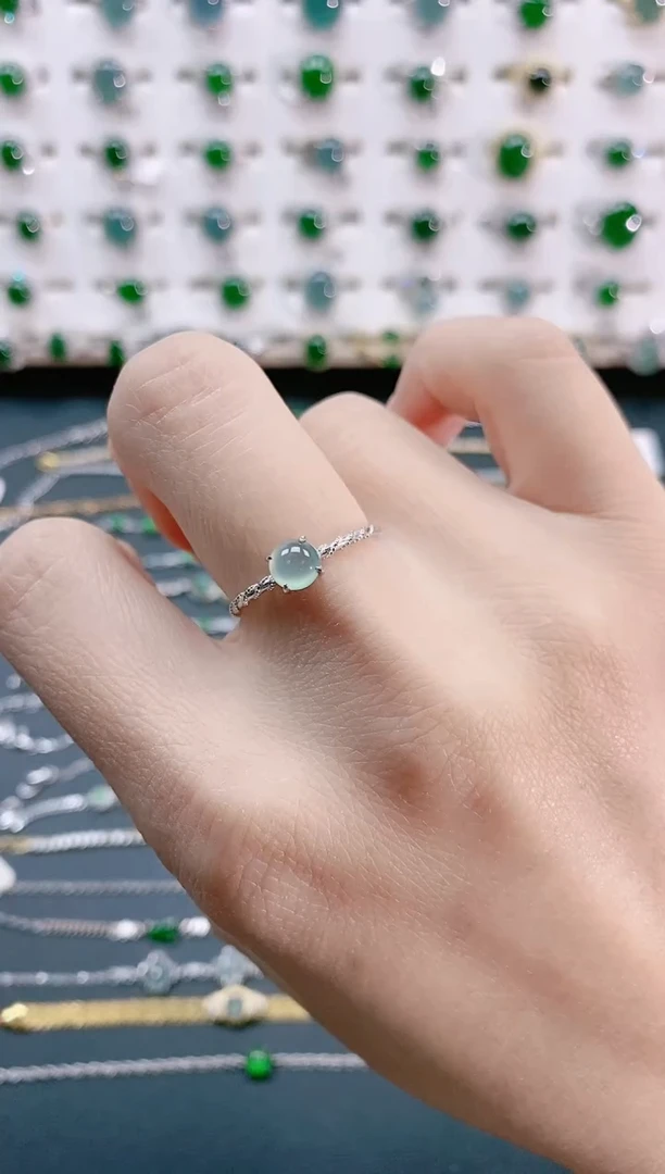 【闪购商品】翡翠戒指银S925镶嵌天然翡翠