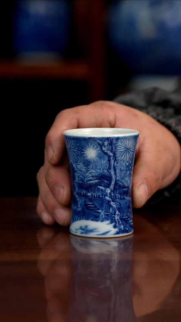 景琳藏青花北派山水古寨