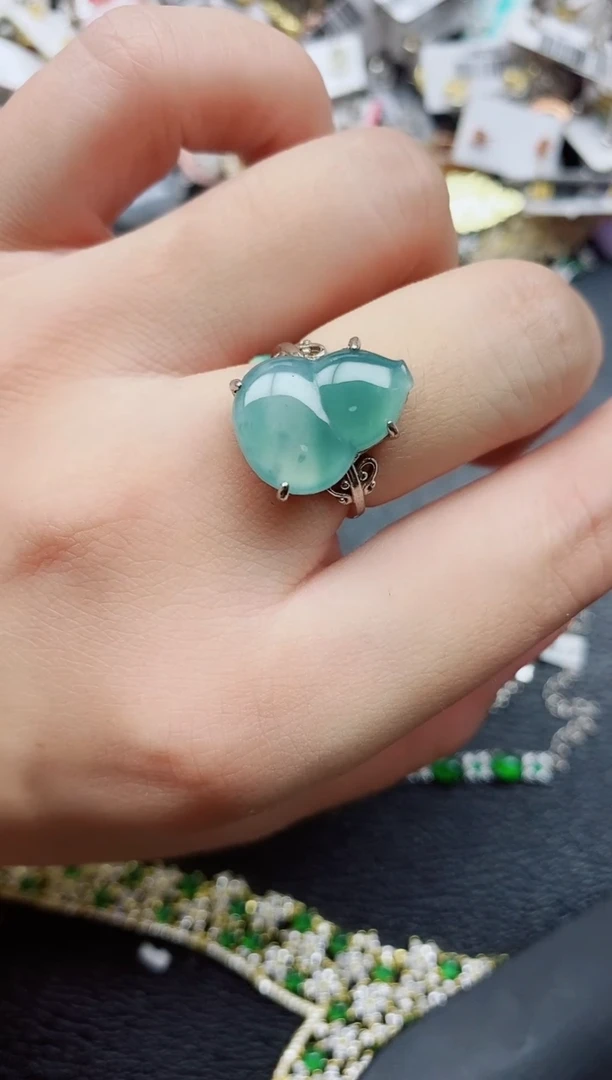 银S925镶嵌戒指翡翠1