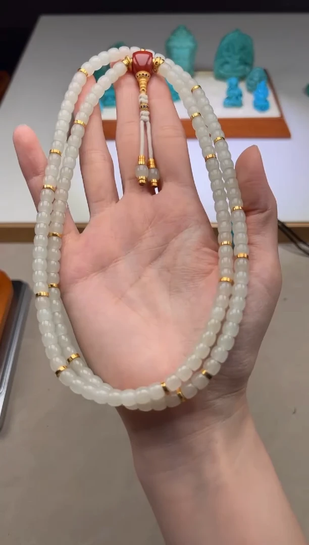 【闪购商品】和田玉（白玉）手串手串18K金镶嵌手串手串