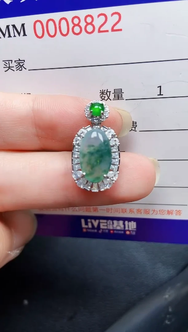 翡翠银S925镶嵌颈饰8822