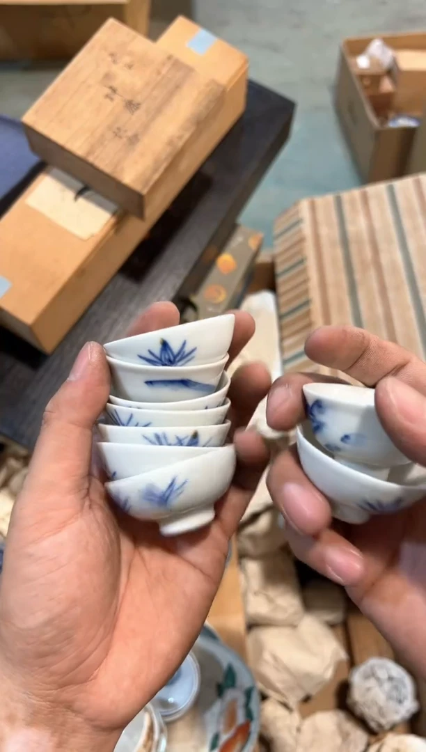 B2037中古瓷器 茶器周边/7+2瑕