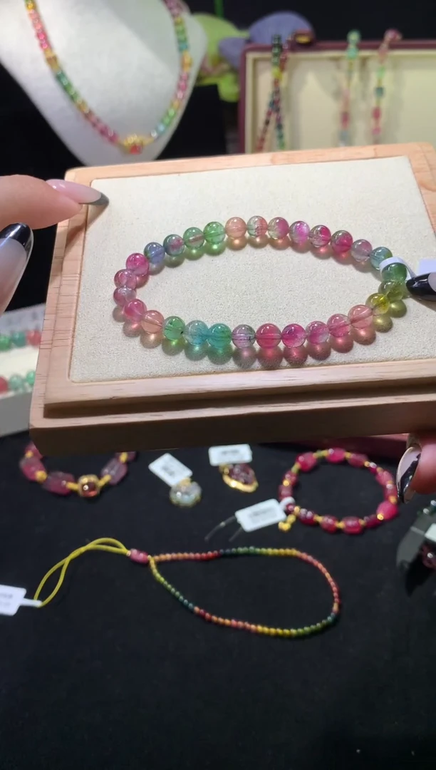 手串未镶嵌碧玺约6mm 西瓜碧玺单圈