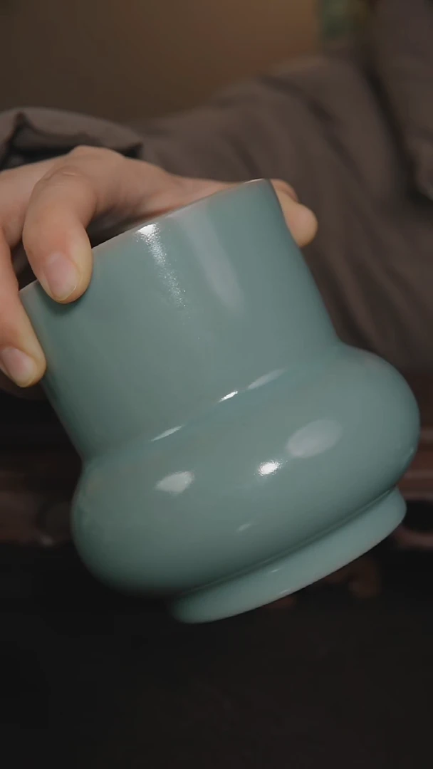 摆件瓷仿古釉手工渣斗