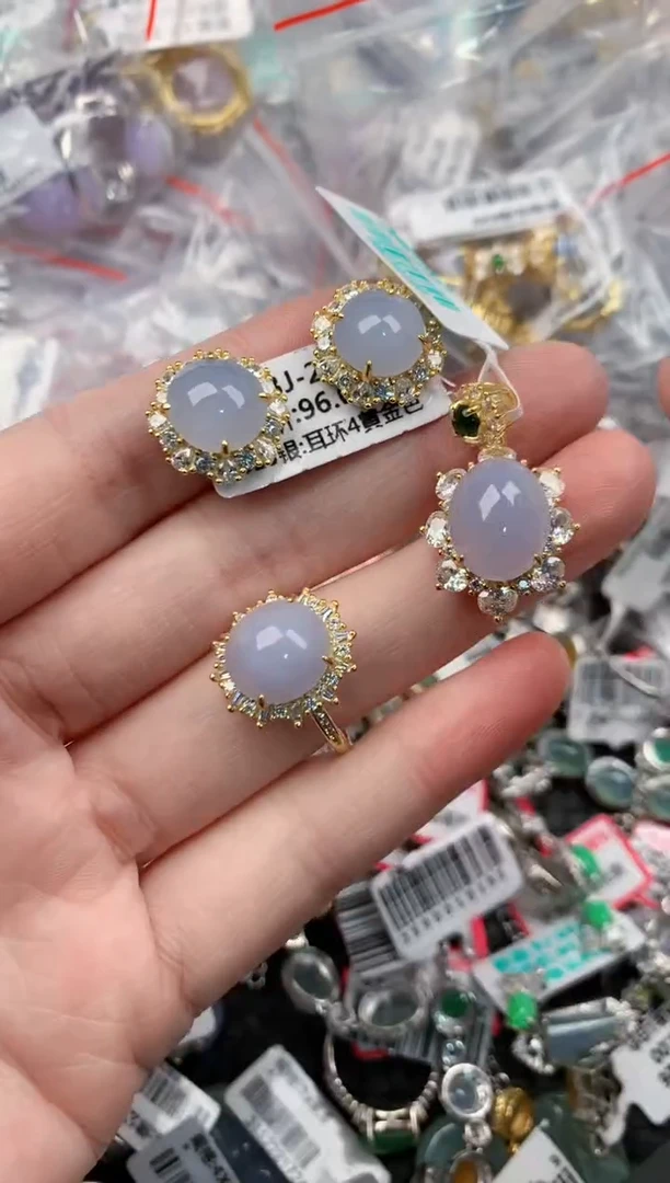 银S925镶嵌戒指翡翠10         9