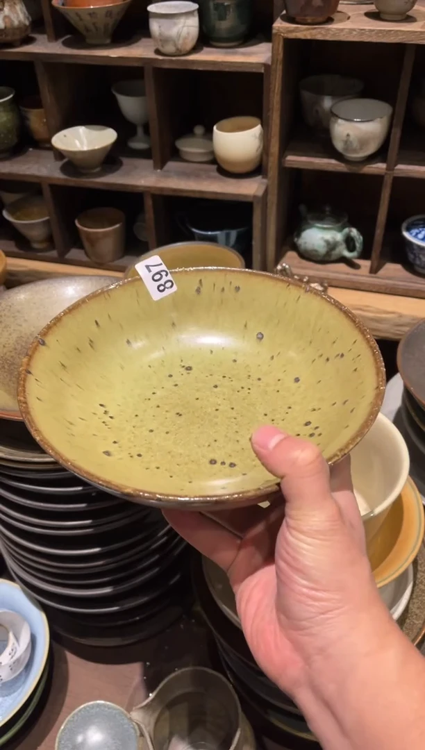 【闪购商品】瓷片897燕麦黄深锅盘1个