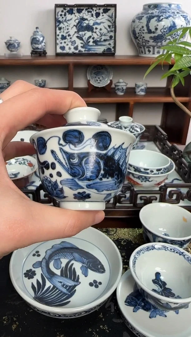 【闪购商品】盖碗含真藏古迷你鱼藻小盖碗