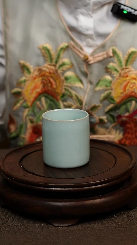 瓷片天青色直口杯100ml微瑕不带礼盒
