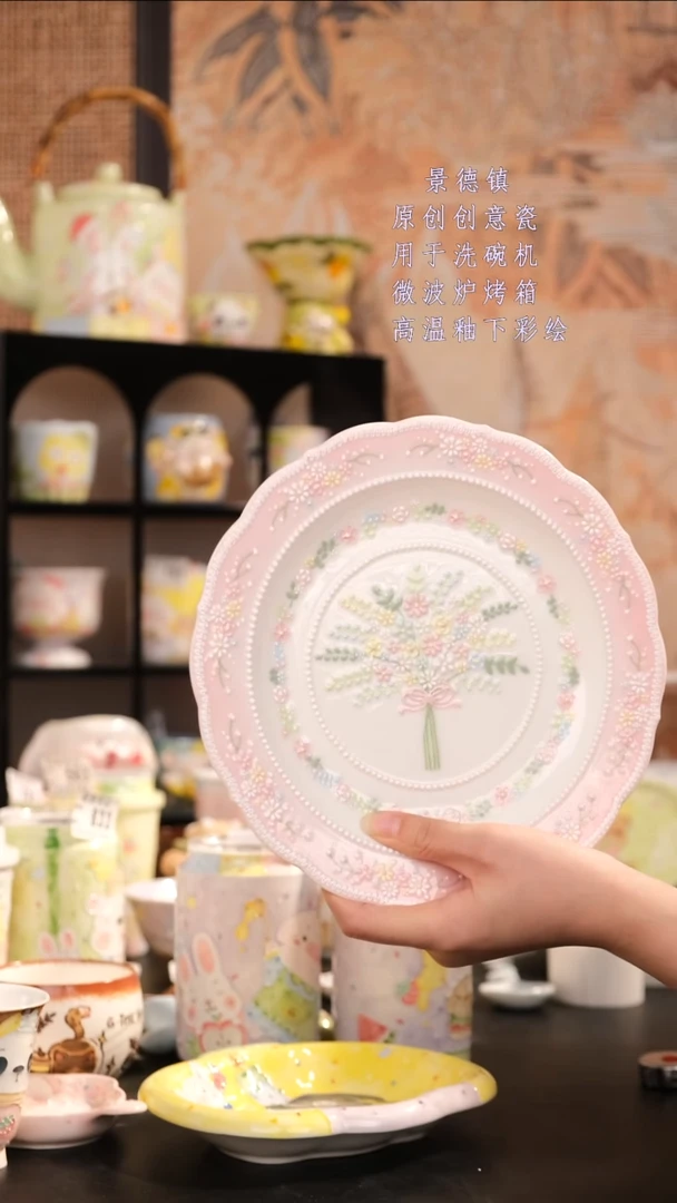 摆件景德镇手工手绘设计师款