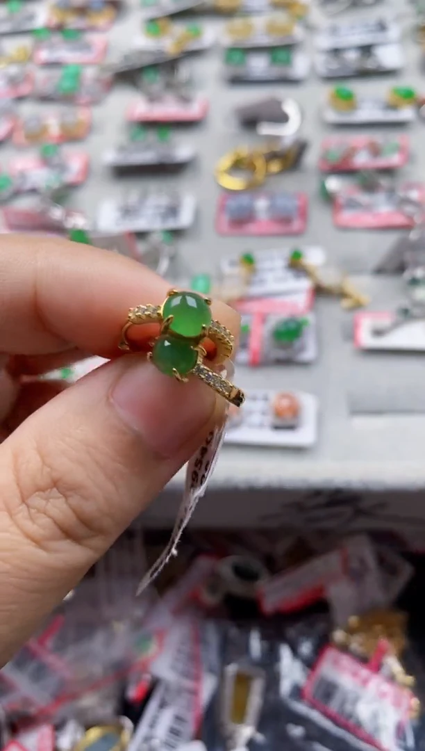 翡翠戒指银S925镶嵌888---4