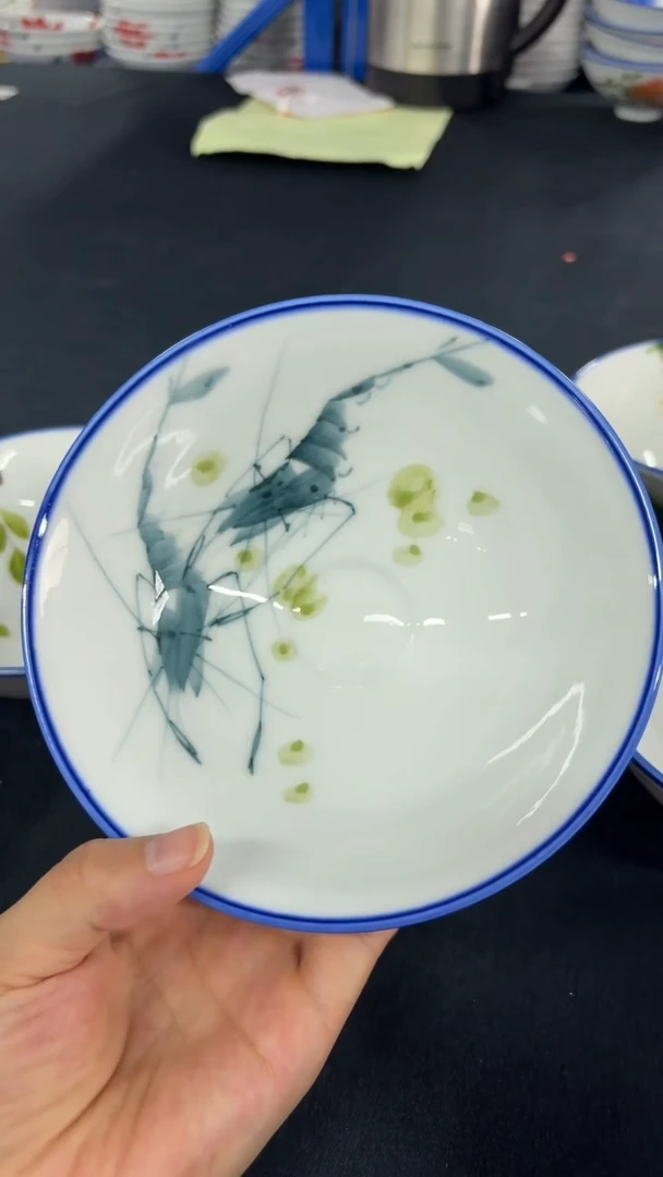 瓷片景德镇高温釉中彩-小斗笠碗6
